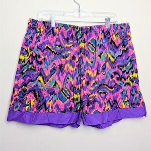 Vintage Pacific Bay Surf Muscle Shorts Crazy 90s Neon Geometric Weightlifting